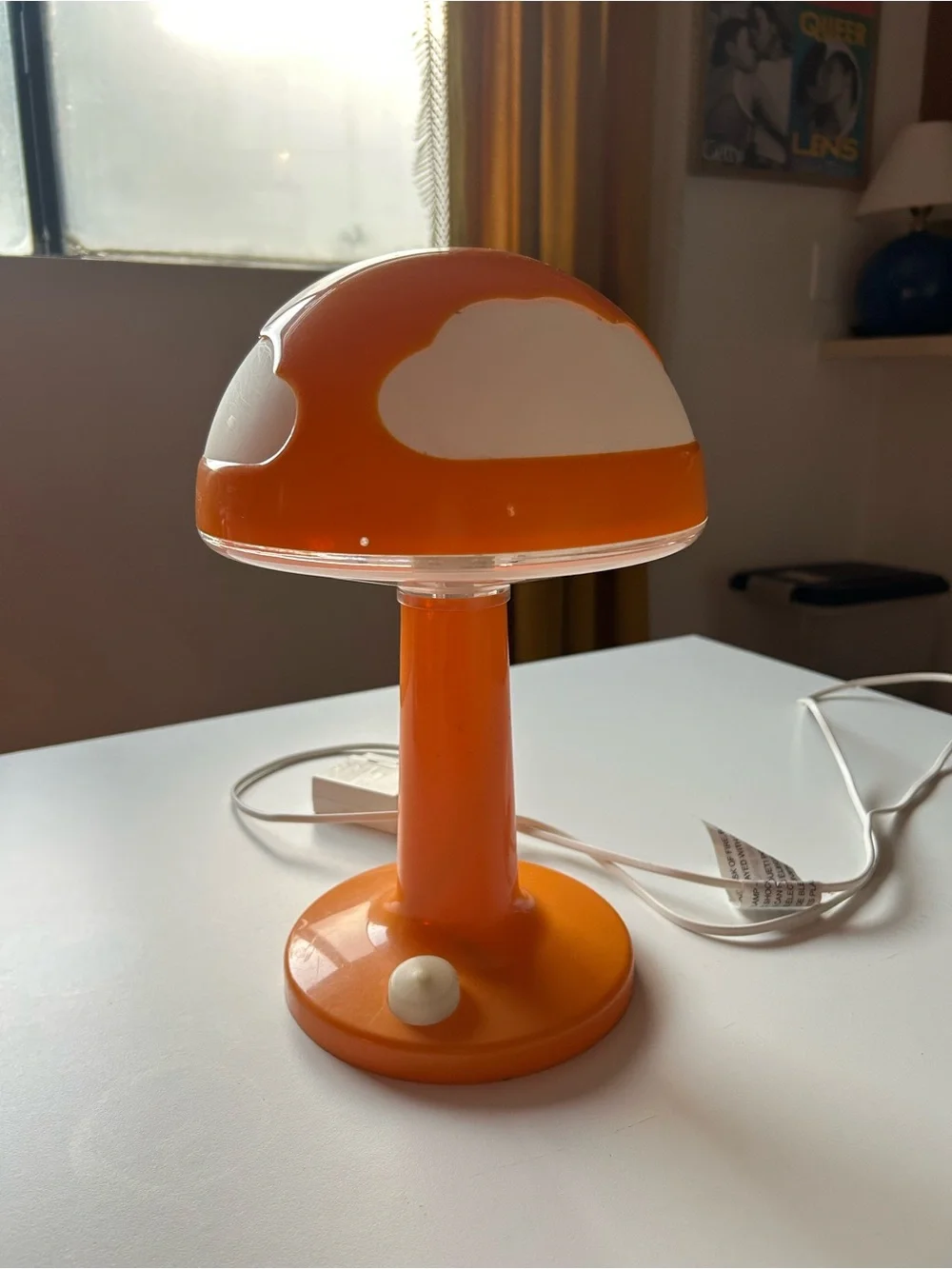 IKEA Orange and White Mushroom Cloud Table Lamp